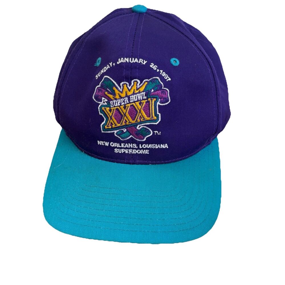 Vintage 1997 Super Bowl XXXI Snapback Hat Eastport NFL New Orleans Louisiana Cap